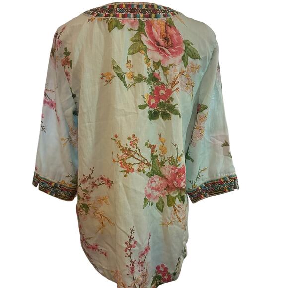 Soft Surroundings Merielle Floral Embroidered Tunic, Size Petite Medium - Picture 5 of 8
